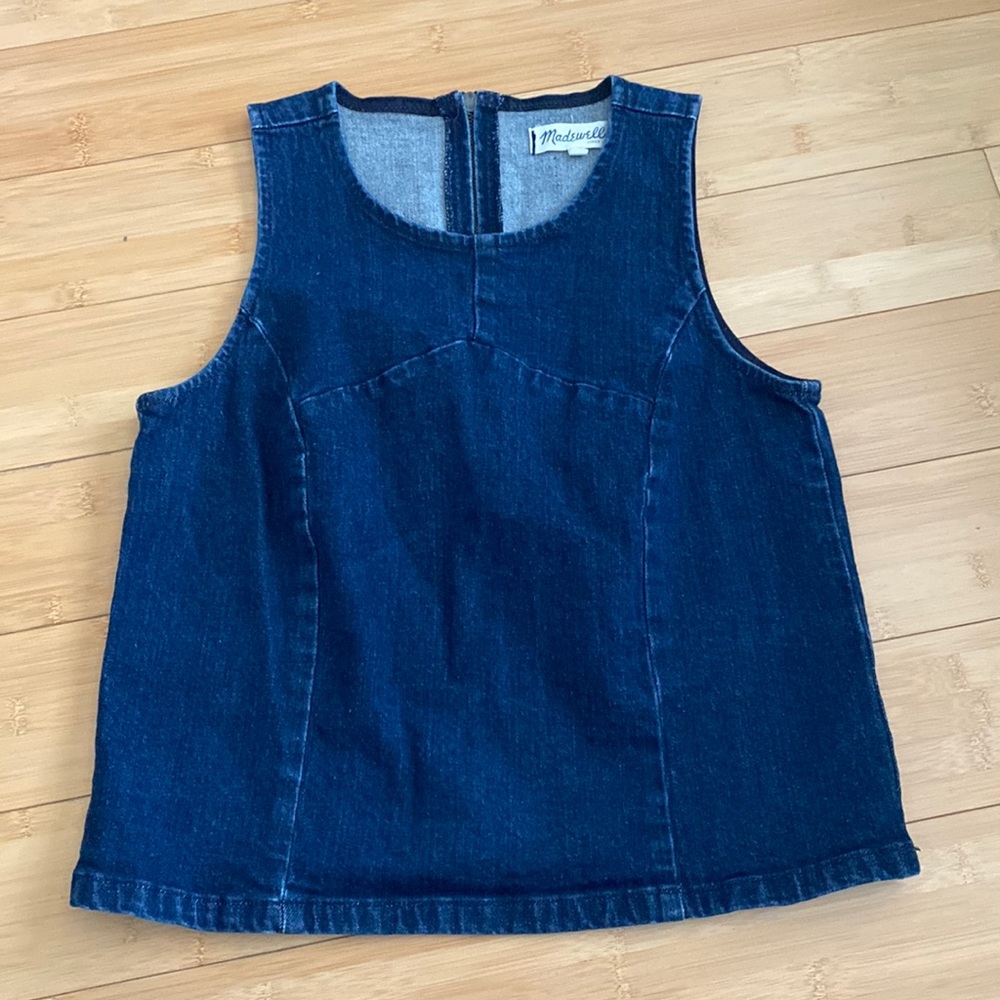 Madewell Dark Blue Denim Sleeveless Cropped Top